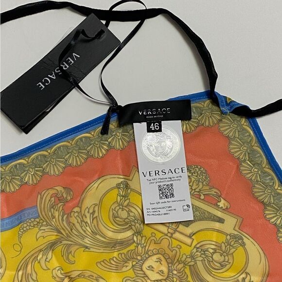 Versace Barocco Goddess Scarf Top in Dark Orchid & Sun size 46/us size 10 - Picture 11 of 12